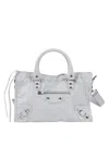 Balenciaga Structured Grey Leather Handbag With Dual Handles In Gray