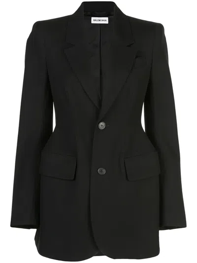Balenciaga Hourglass Woollen Jacket In Black