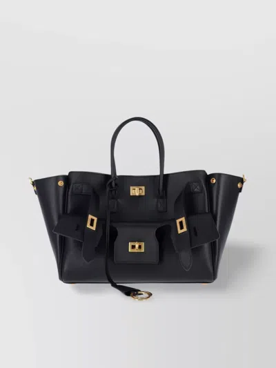 BALENCIAGA STRUCTURED TOTE BAG WITH BUCKLE AND GOLD-TONE