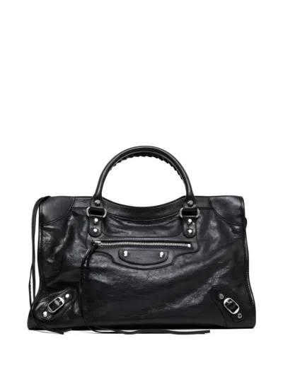 Balenciaga Structured Tote Bag With Textured Leather Finish In Black