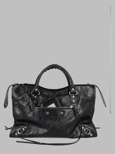Balenciaga Structured Tote Bag With Top Handles And Shoulder Strap In Black