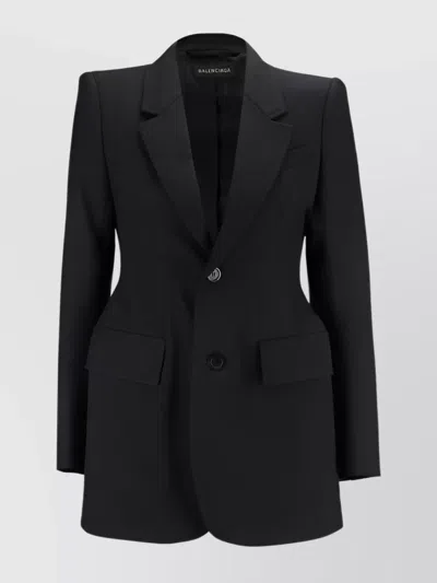 BALENCIAGA STRUCTURED WOOL BLAZER JACKET WITH PADDED SHOULDERS