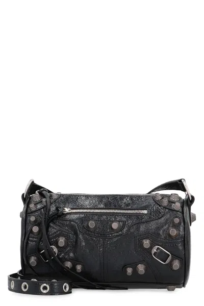 Balenciaga Studded Leather Shoulder Bag For Men In Black