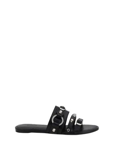 Balenciaga City Nappa Leather Slippers In Black