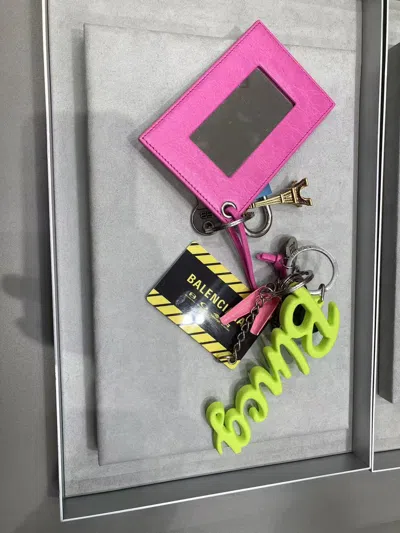 Balenciaga Subway Mirror Key Case In Pink