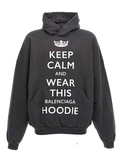 Balenciaga 'keep Calm' Hooded In Black