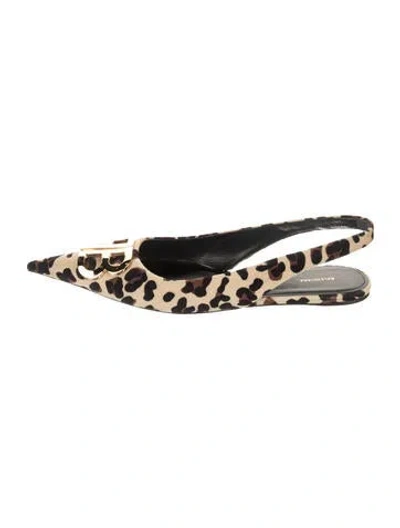 Pre-owned Balenciaga Suede Animal Print Slingback Flats In Neutrals