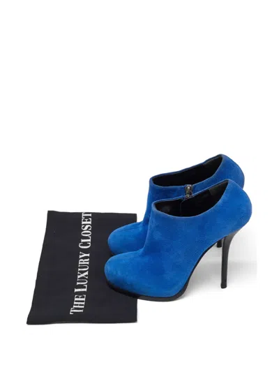 Pre-owned Balenciaga Suede Ankle Boots In Blue