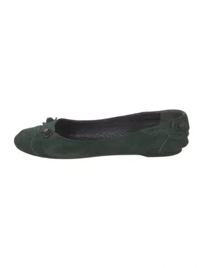Pre-owned Balenciaga Suede Ballet Flats In Green
