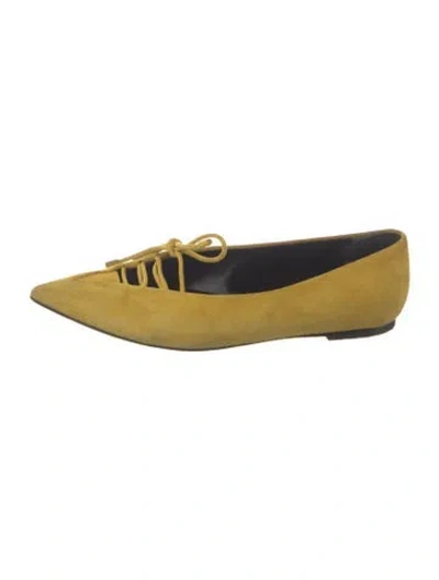 Pre-owned Balenciaga Suede Ballet Flats In Yellow