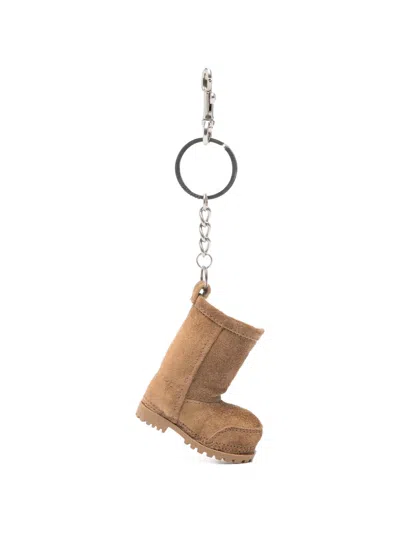 Balenciaga Suede Boot Keyring In Brown