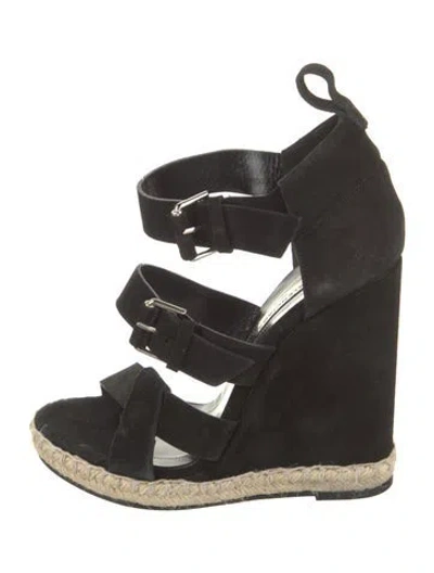 Pre-owned Balenciaga Suede Colorblock Pattern Espadrilles In Black