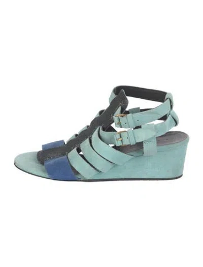 Pre-owned Balenciaga Suede Colorblock Pattern Gladiator Sandals In Blue