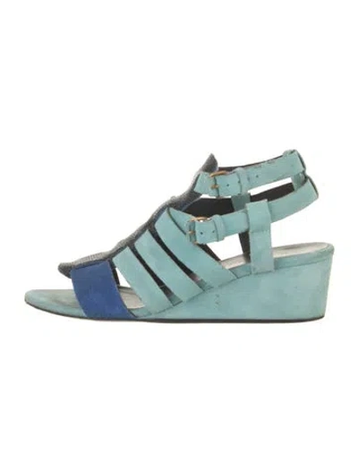 Pre-owned Balenciaga Suede Colorblock Pattern Gladiator Sandals In Blue