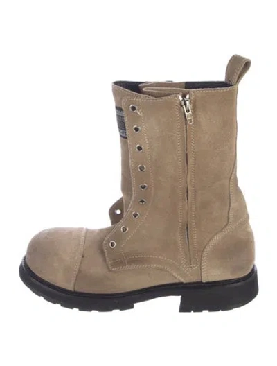 Pre-owned Balenciaga Suede Combat Boots In Neutrals