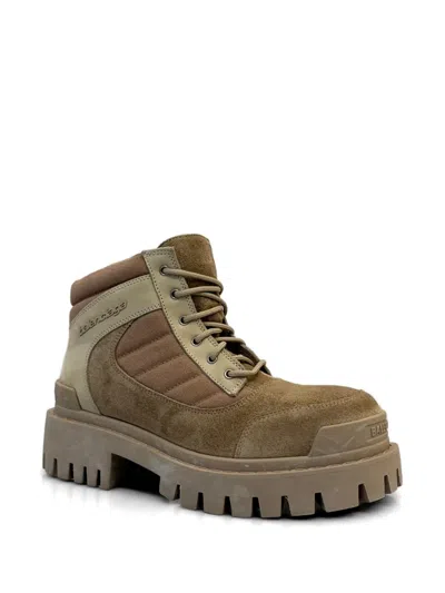 Balenciaga Suede Combat Shoes In Brown