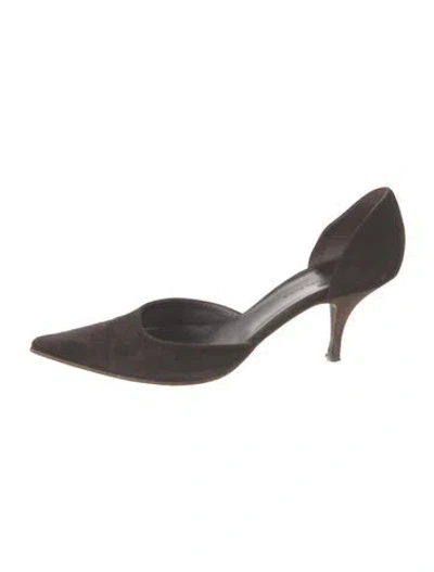 Pre-owned Balenciaga Suede D'orsay Pumps In Brown