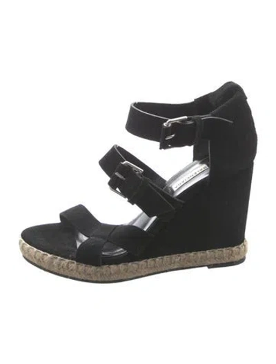 Pre-owned Balenciaga Suede Espadrilles In Black