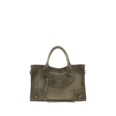 Balenciaga Suede Le City Medium Handbag In Black