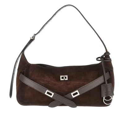 Balenciaga Suede Leather Small 'bel Air' Shoulder Bag In Brown