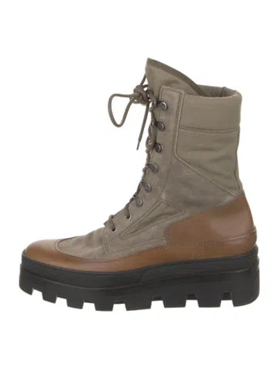 Pre-owned Balenciaga Suede Leather Trim Embellishment Combat Boots In Brown