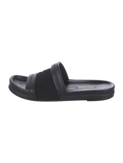 Pre-owned Balenciaga Suede Leather Trim Embellishment Slides In Black