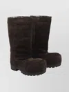 Balenciaga Suede Mid-calf Chunky Sole Ankle Boots In Brown