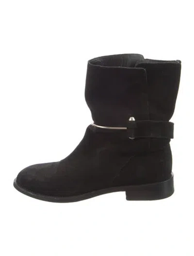 Pre-owned Balenciaga Suede Moto Boots In Black