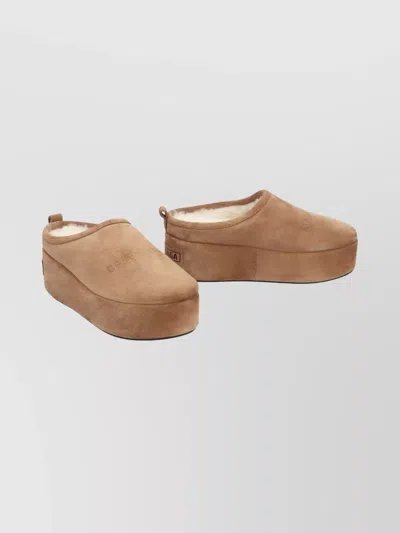 Balenciaga Suede Mules Featuring Platform Sole In Brown