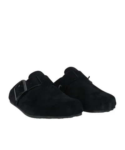 Balenciaga Suede Mules With Round Toe In Black