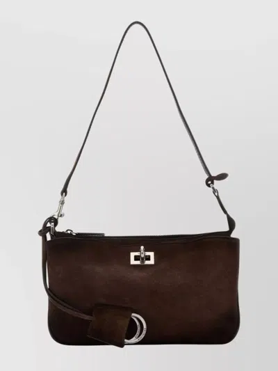 Balenciaga Suede Rodeo Shoulder Bag With Adjustable Strap In Brown