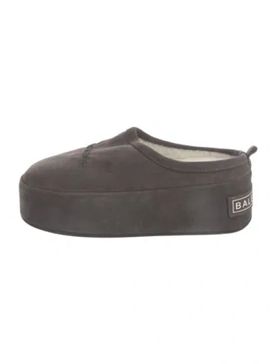 Pre-owned Balenciaga Suede Slingback Flats In Gray