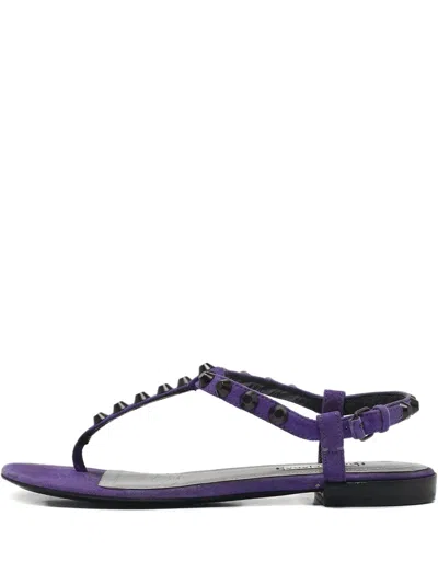 Pre-owned Balenciaga Suede Stud Sandals In Purple