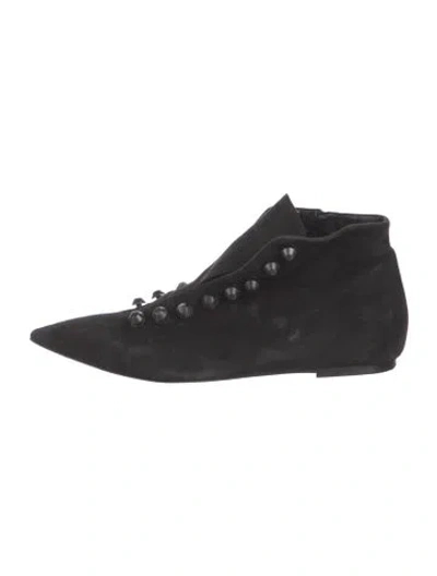 Pre-owned Balenciaga Suede Studded Accents Flats In Black