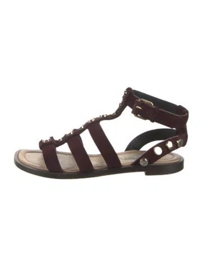 Pre-owned Balenciaga Suede Studded Accents Gladiator Sandals In Black