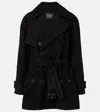 Balenciaga Suede Trench Coat In Black