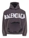 Balenciaga Black Hoodie With Logo Lettering On The Front And Logo Print On The Back In Cotton Man