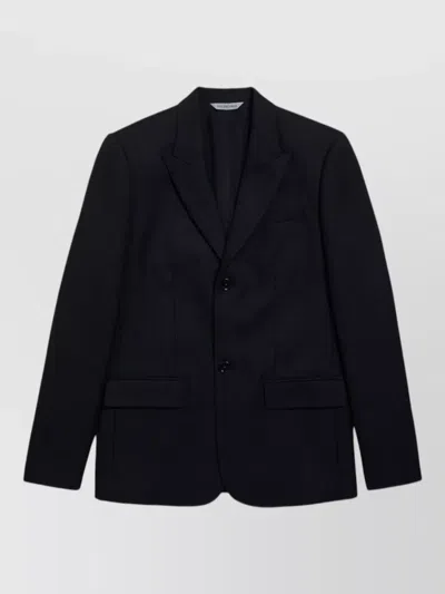 Balenciaga Suit Notch Lapel Flap Pockets Silk Nylon In Black