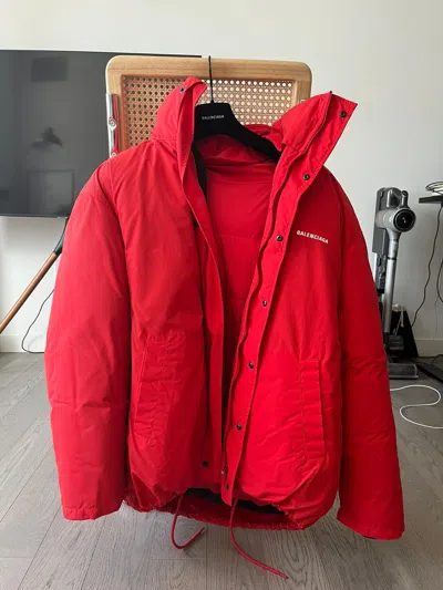 Pre-owned Balenciaga Summer 20 Pillow Puffer + Cover Jacket In Red
