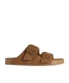 Balenciaga Camel Suede Sunday Slippers In Brown