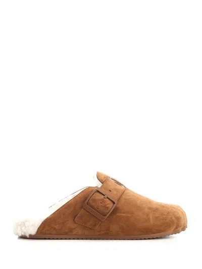 BALENCIAGA SUNDAY MULE IN SHEARLING SANDALS BEIGE