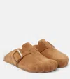 Balenciaga Sunday Shearling-lined Suede Mules In Beige