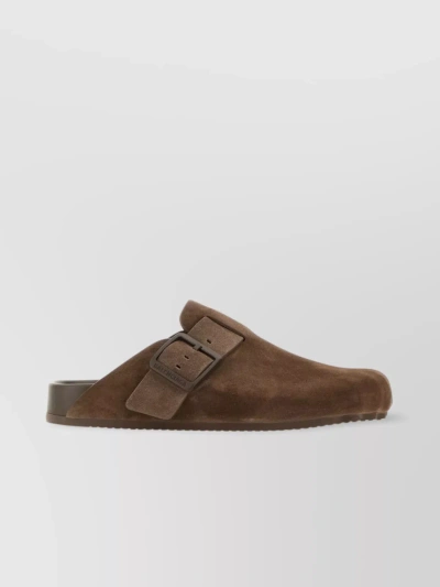 Balenciaga Sunday Slippers With Moulded Toe And Flat Sole In Coldbrown