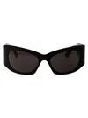Balenciaga Grey Rectangular Ladies Sunglasses Bb0321s 001 57 In 001 Black Black Grey