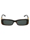 Balenciaga Grey Rectangular Ladies Sunglasses Bb0096s 002 51 In 002 Havana Gold Green