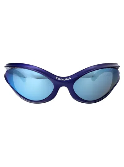 Balenciaga 0317s Dynamo Injected Sunglasses In 004 Blue Blue Blue