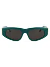 Balenciaga Eyewear Rectangular Frame Sunglasses In 005 Green Gold Grey
