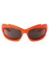 Balenciaga Angular Bold Sunglasses Unique Shape In 005 Orange Orange Grey