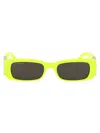 Balenciaga Logo-plaque Rectangle-frame Sunglasses In 008 Yellow Silver Grey