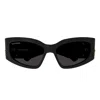 Balenciaga Bb0360s Linea Everyday 005 Black Grey Sunglasses In Black
